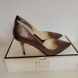 White House Black Market Ella Coffee Bean Brown Metallic Heels Pump Size 7 WHBM